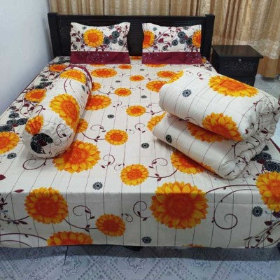 5-Piece Premium Twill Cotton Comforter Combo Set - King Size Bed Sheet with Matching Comforter & Pillow Covers (84x90 Inch)