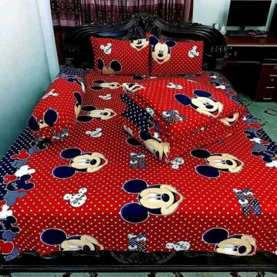 5-Piece Premium Mickey Mouse Twill Cotton Comforter Combo Set - King Size Disney Themed Bedding Pack for Kids (84x90 Inch)