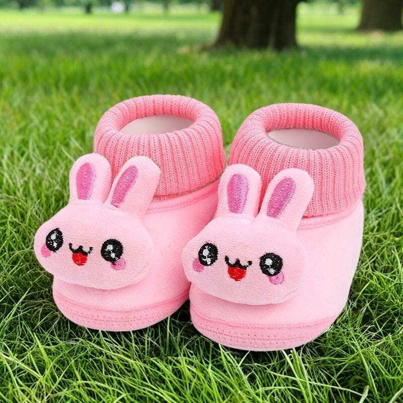 Cute Rabbit Ear Baby Slipper Shoes - Ultra Soft Fleece Warm Sock-Shoes for 0-12 Months Infants (Premium Quality)