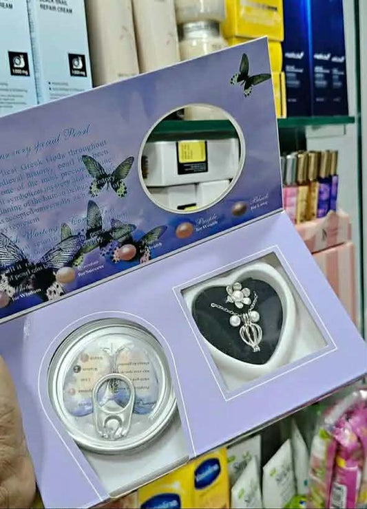 "Love Pearl to You" Wish Pearl Necklace Set - Real Oyster with Pendant, Chain, Ring & Earrings (Complete Gift Box)