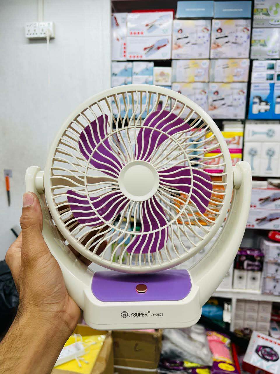 JYSUPER JY-2523 Rechargeable USB Table Fan - High-Speed Portable Desktop Fan with 4000mAh Lithium Battery & Low Noise