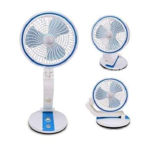 LR 2018 Multifunctional Foldable Rechargeable Table Fan - Portable Desk Fan with LED Night Light & USB/Solar Charging