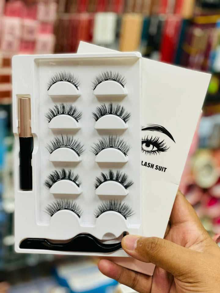 Reusable Magnetic Eyelashes & Eyeliner Kit - 5 Pairs Set with Applicator (No Glue Needed)