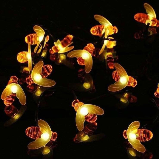 Honey Bee LED Fairy String Lights - 20 Pcs Decorative Warm Bee Lights for Bedroom, Garden & Party Decor (10-12 Feet)