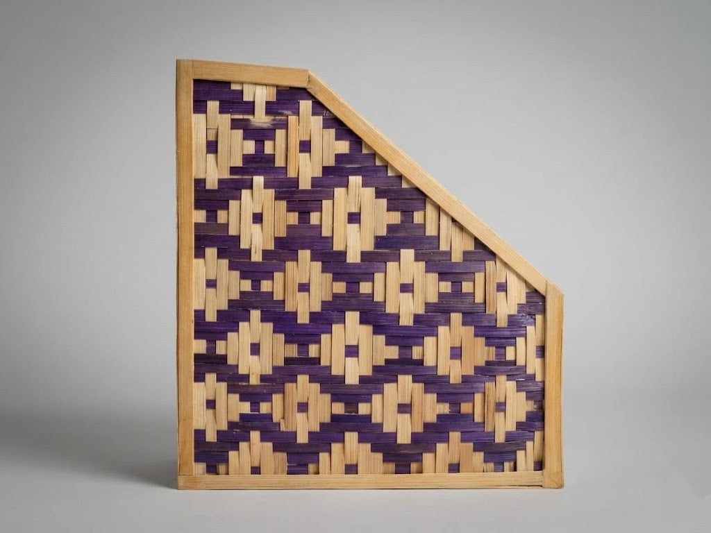 Handmade Purple Geometric Bamboo File & Magazine Holder - Eco-Friendly Standing Document Organizer for Aesthetic Office & Home Decor