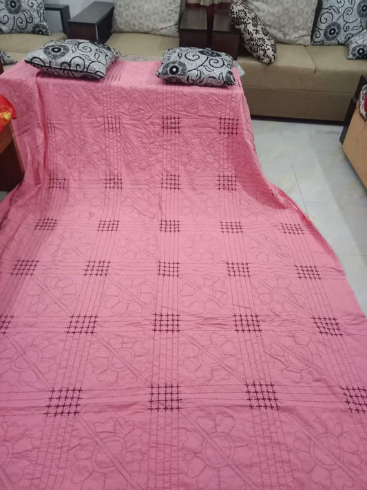 Premium Handmade Pink Nakshi Kantha - Traditional Pure Cotton Hand-Stitched Quilt for Home Decor & Comfort (Heritage Collection)