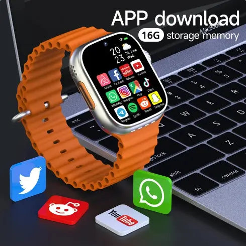 Ultra S9 4G Android Smart Watch - 16GB RAM 256GB Storage with Water Drop Screen & Camera for Video Calls