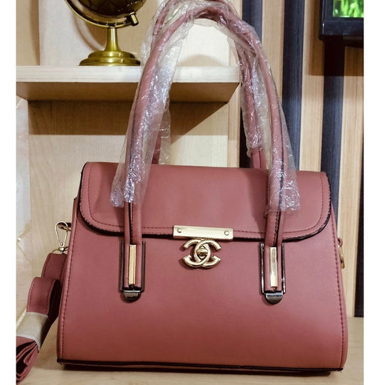 Premium Matte Pink Handbag for Women - Elegant Ladies Top-Handle Bag with Designer CC Lock & Long Crossbody Strap
