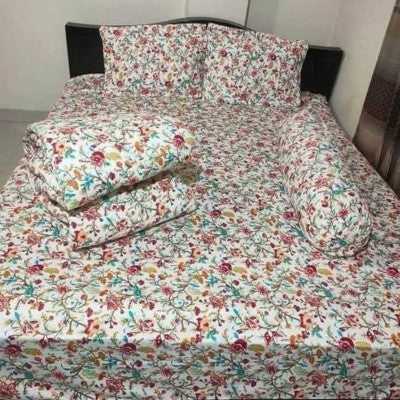 5-Piece Premium Twill Cotton Comforter Combo Set - King Size Intricate Multicolor Floral Bedding (84x90 Inch)