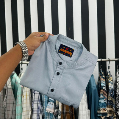 Khalifa Fashion Premium Pure Cotton Katuya for Men - Slim Fit Export Quality Ethnic Wear with Metal Buttons (Sky Blue)
