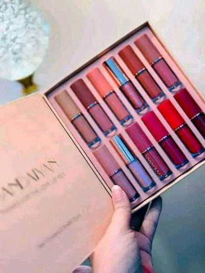 Handaiyan 12-Piece Liquid Matte Lipstick Set - Waterproof & Velvet Smooth Long-Lasting Lip Colors