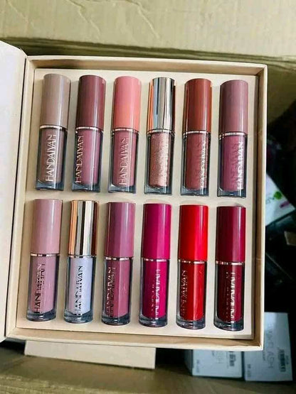 Handaiyan 12-Piece Liquid Matte Lipstick Set - Waterproof & Velvet Smooth Long-Lasting Lip Colors