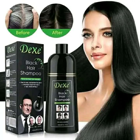 Original Dexe Black Hair Shampoo (400ml) - Natural 5-Minute Instant Hair Dye (UK Imported)