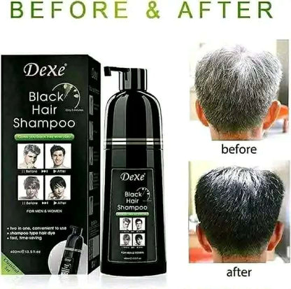 Original Dexe Black Hair Shampoo (400ml) - Natural 5-Minute Instant Hair Dye (UK Imported)