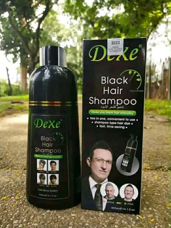 Original Dexe Black Hair Shampoo (400ml) - Natural 5-Minute Instant Hair Dye (UK Imported)
