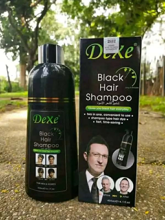 Original Dexe Black Hair Shampoo (400ml) - Natural 5-Minute Instant Hair Dye (UK Imported)