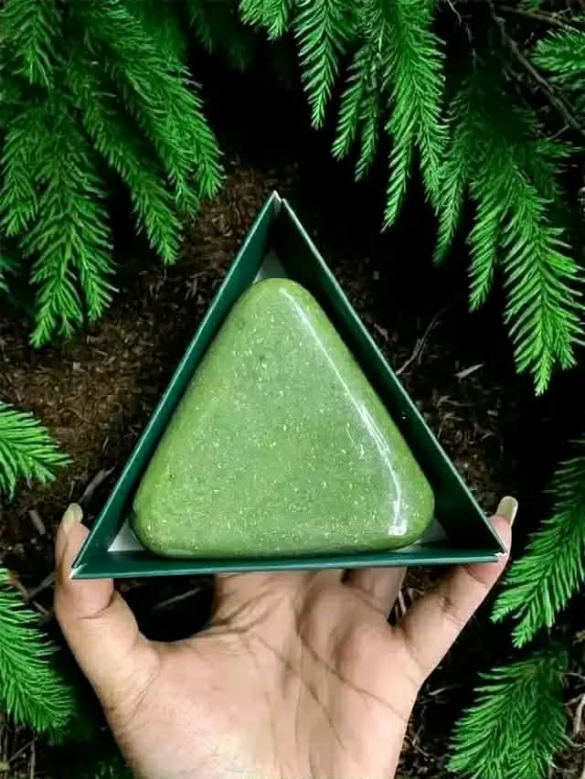 Seven Nature Green Herbal Shampoo Soap Bar - Triangle Anti-Hair Fall & Dandruff Treatment (Sulfate & Paraben Free)