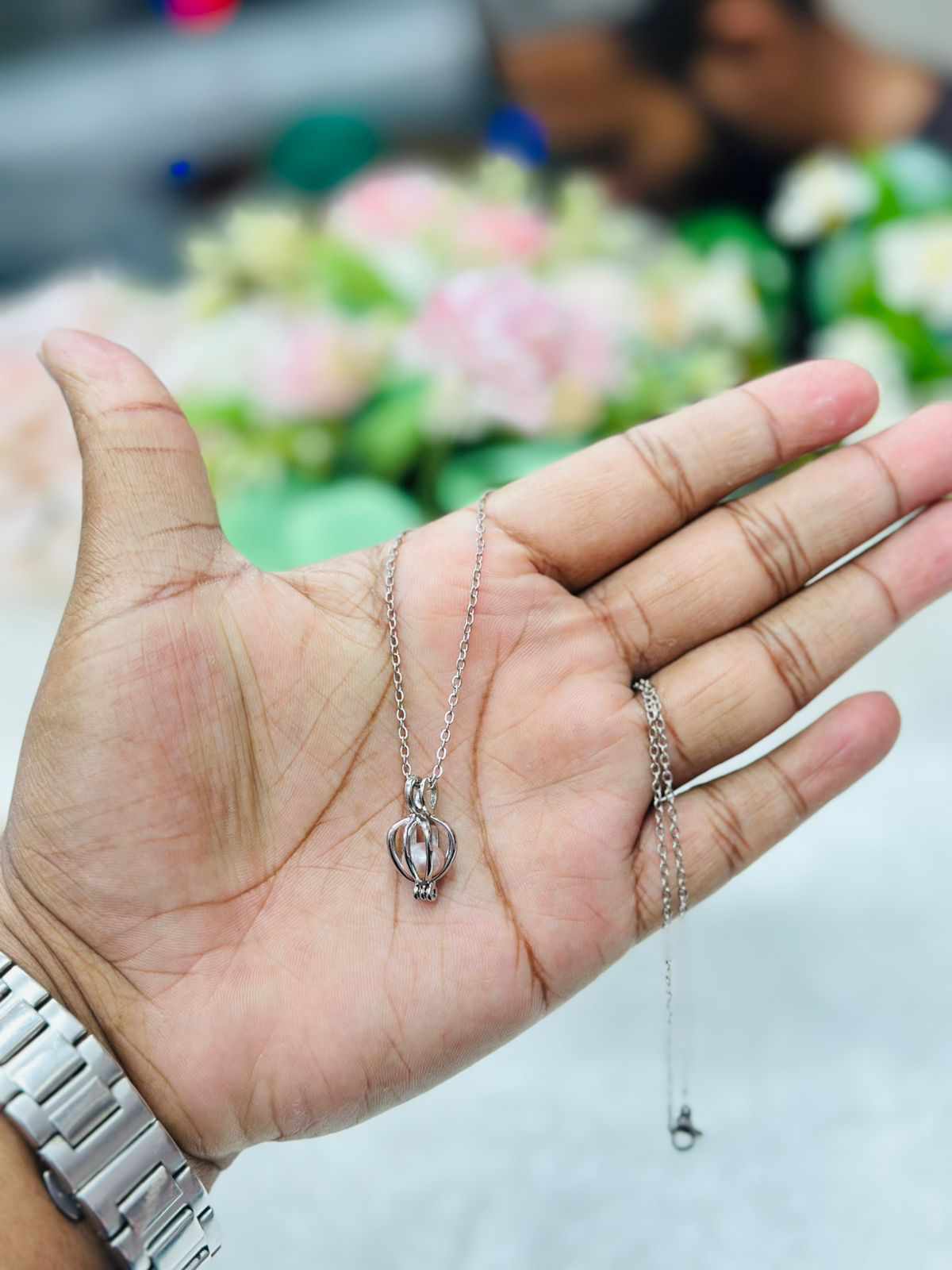 Premium Wish Pearl Necklace Gift Box - 100% Original Pearl in Real Oyster with Stainless Steel Pendant & Chain