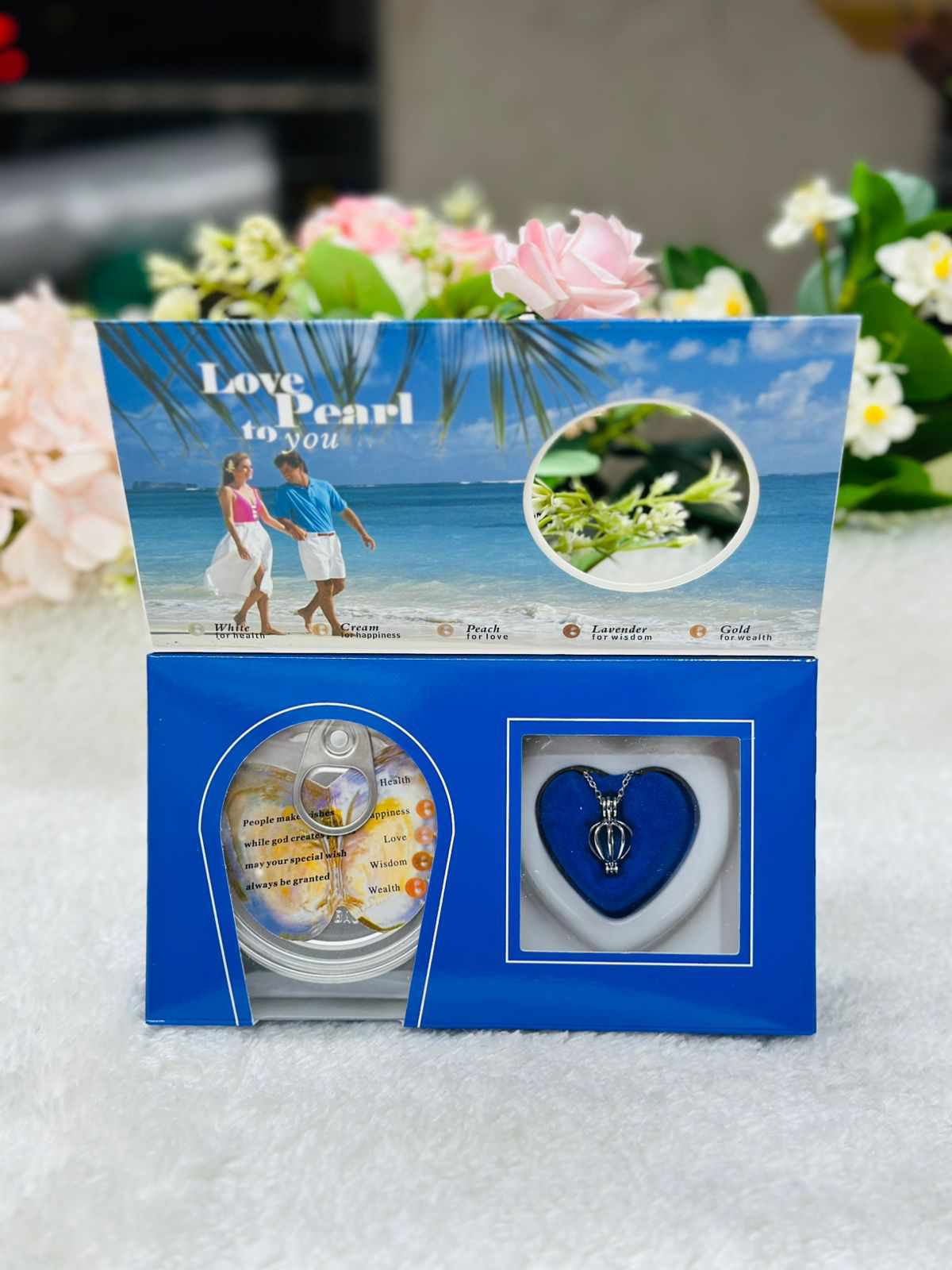 Premium Wish Pearl Necklace Gift Box - 100% Original Pearl in Real Oyster with Stainless Steel Pendant & Chain