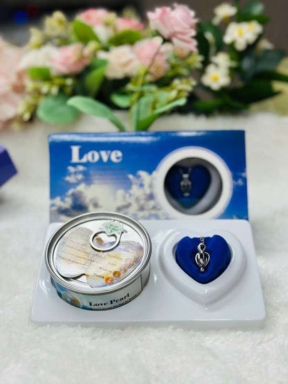 Premium Wish Pearl Necklace Gift Box - 100% Original Pearl in Real Oyster with Stainless Steel Pendant & Chain