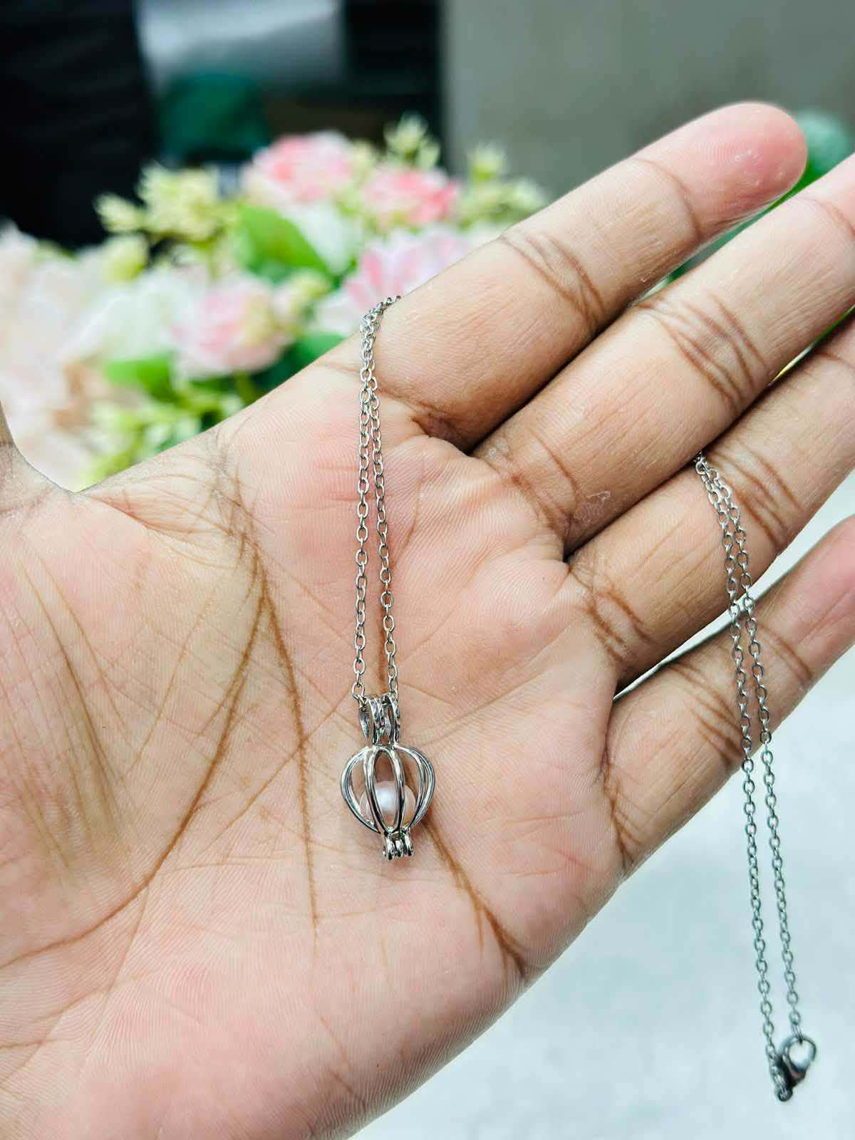 Premium Wish Pearl Necklace Gift Box - 100% Original Pearl in Real Oyster with Stainless Steel Pendant & Chain