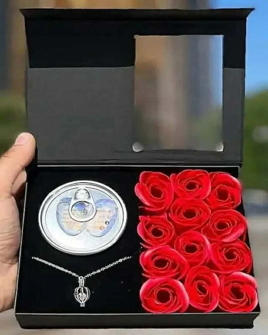 Luxury 12-Piece Pearl Necklace Gift Box - Real Wish Pearl Oyster with fragrant Soap Roses & Stainless Steel Jewelry Set