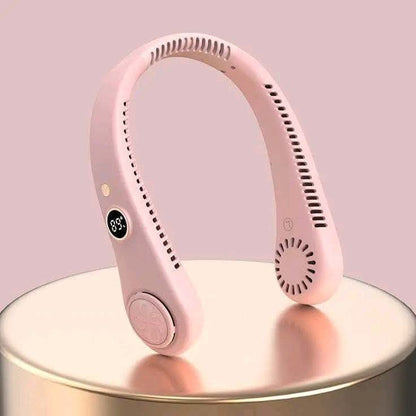 Portable Bladeless Neck Fan - 4000mAh High Speed Hands-Free Cooling Fan with LED Digital Display (Safe for Hair)