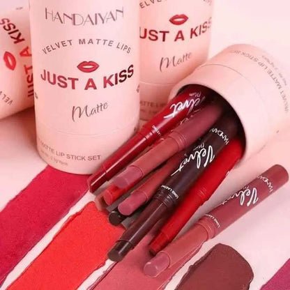 HANDAIYAN "Just A Kiss" Velvet Matte Lipstick Set - 6 Pieces Long-Lasting & Waterproof Lip Kit