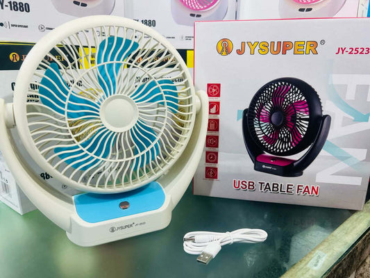 JYSUPER JY-2523 Rechargeable USB Table Fan - High-Speed Portable Desktop Fan with 4000mAh Lithium Battery & Low Noise