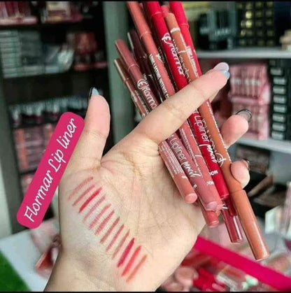Flormar 12-Piece Professional Lip Liner Set - Waterproof & Long-Lasting Matte Pencils