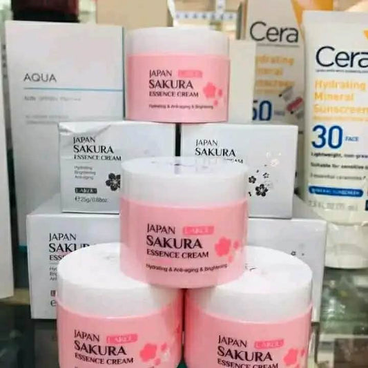LAIKOU Japan Sakura Essence Cream (60g) - 2-in-1 Brightening Moisturizer & Makeup Primer with Vitamin C & Niacinamide