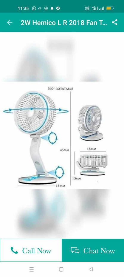LR 2018 Multifunctional Foldable Rechargeable Table Fan - Portable Desk Fan with LED Night Light & USB/Solar Charging