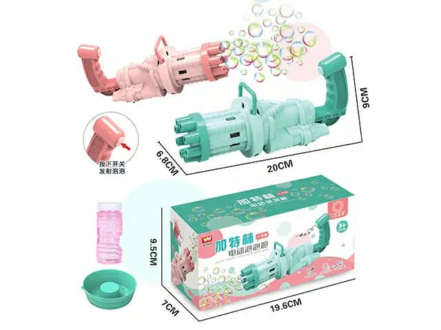 Kids Electric Gatling Bubble Gun - 8-Hole Automatic Bubble Machine for Outdoor Fun & Parties