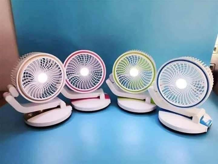 LR 2018 Multifunctional Foldable Rechargeable Table Fan - Portable Desk Fan with LED Night Light & USB/Solar Charging