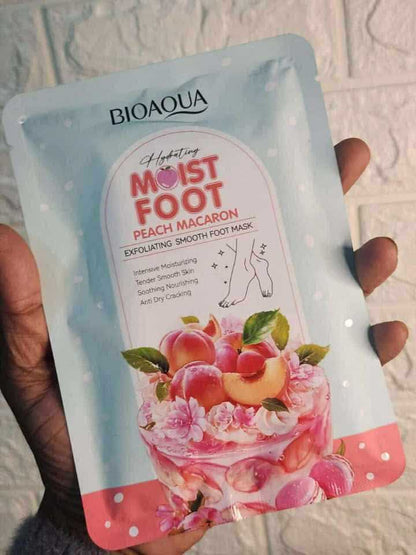 Bioaqua Peach Macaron Exfoliating & Hydrating Foot Mask - Intensive Moisturizing for Soft & Smooth Feet