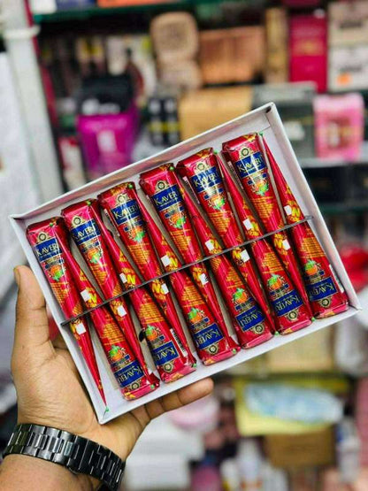 Original Kaveri Indian Mehedi Cones - 100% Natural & Chemical-Free Henna (Box of 12)