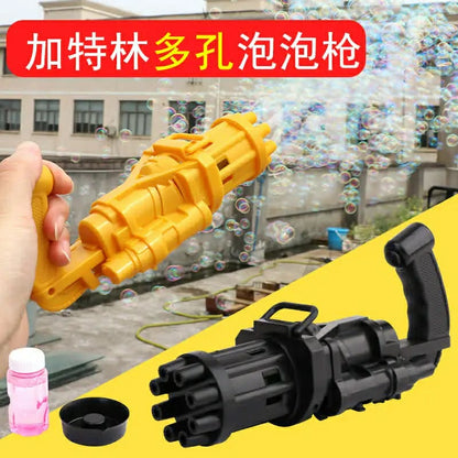 Kids Electric Gatling Bubble Gun - 8-Hole Automatic Bubble Machine for Outdoor Fun & Parties