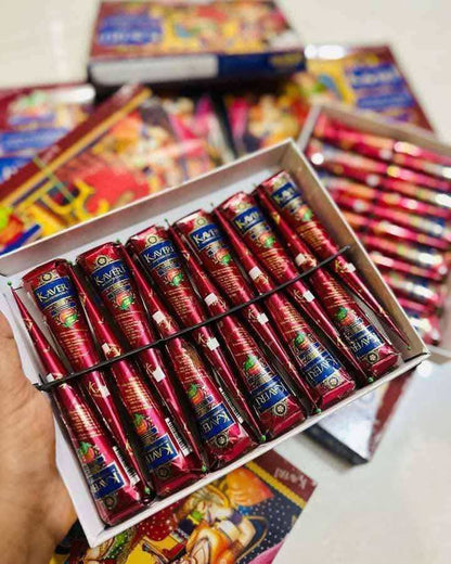 Original Kaveri Indian Mehedi Cones - 100% Natural & Chemical-Free Henna (Box of 12)