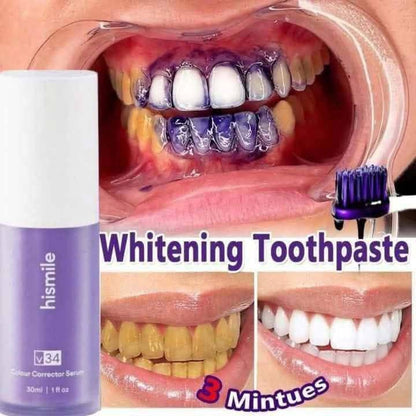 Hismile V34 Colour Corrector Serum (30ml) - Instant Teeth Whitening & Yellow Neutralizer (Peroxide-Free)