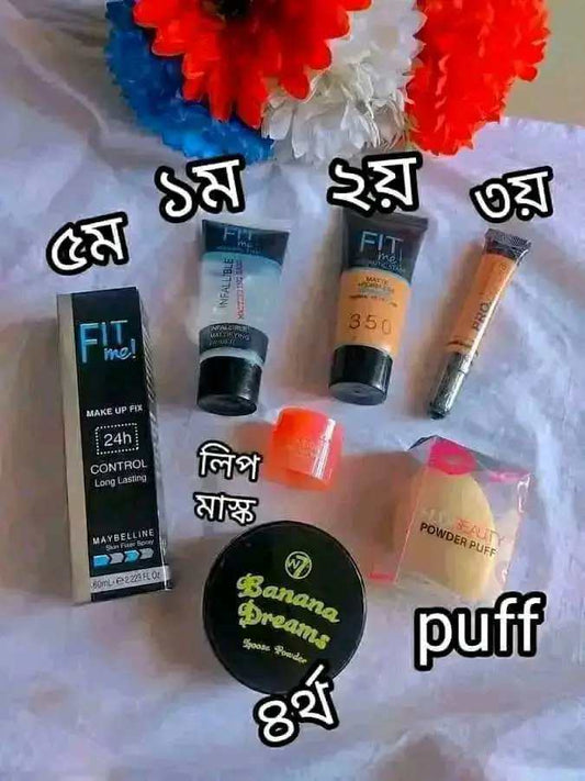 7-Piece Essential Fit Me Makeup Combo Set - Budget Friendly Professional Beauty Kit