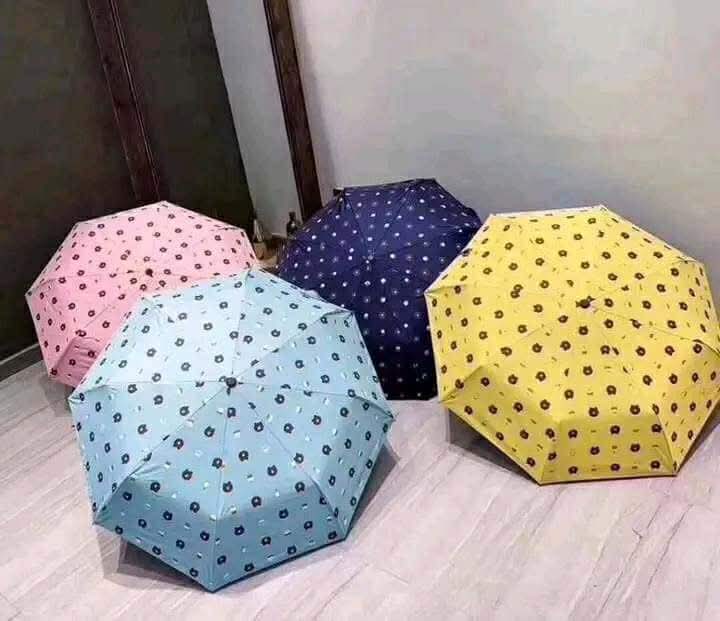 Premium 8-Ribs Automatic UV Protection Umbrella - Cute Cartoon Bear Print Windproof & Sun-Block Folding Umbrella