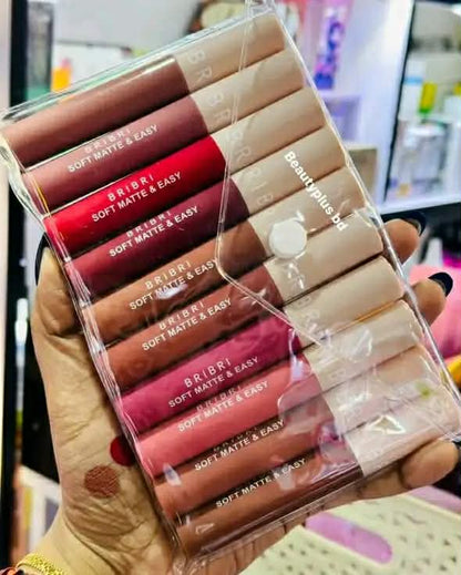 BRIBRI Soft Matte & Easy 10-Piece Lipstick Set - 8H Long Lasting & Weightless Butter Smooth Finish (Complete Color Palette)