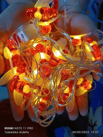 Honey Bee LED Fairy String Lights - 20 Pcs Decorative Warm Bee Lights for Bedroom, Garden & Party Decor (10-12 Feet)
