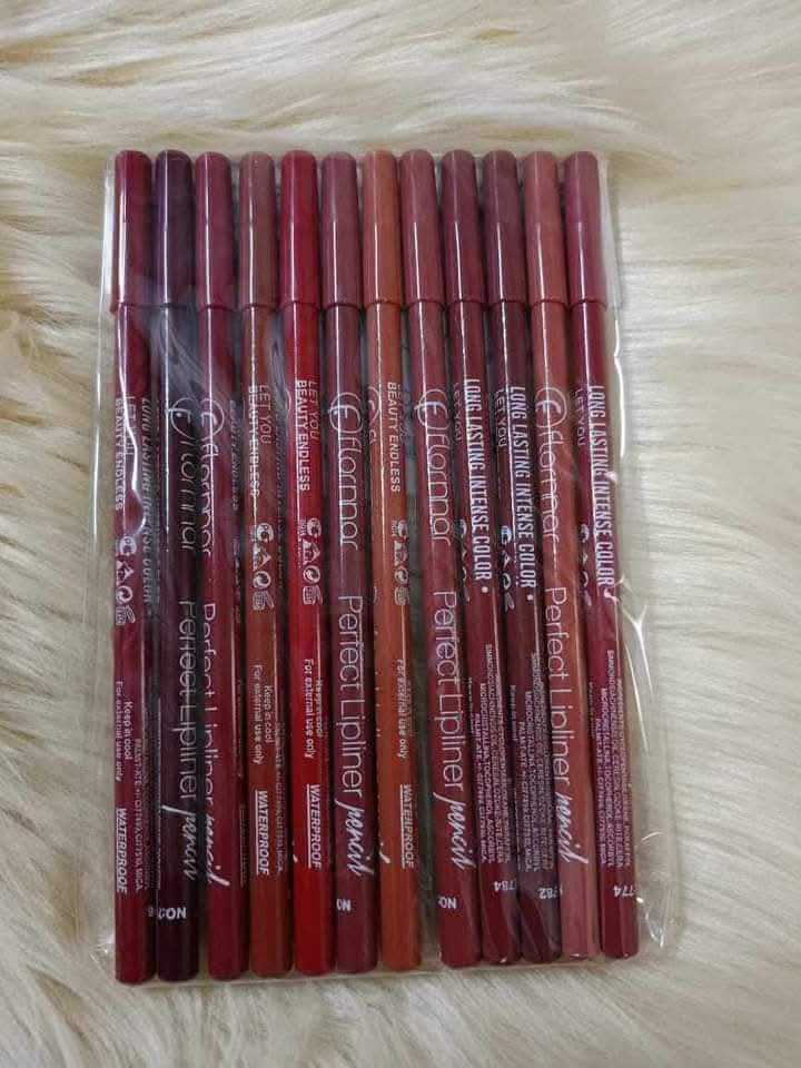 Flormar 12-Piece Professional Lip Liner Set - Waterproof & Long-Lasting Matte Pencils