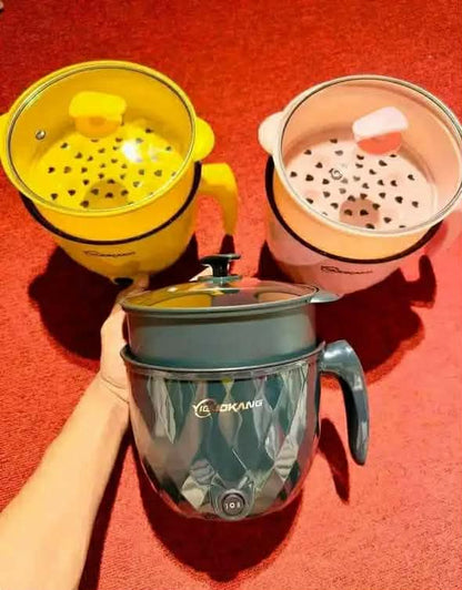1.5L Mini Electric Multi-Cooker & Rice Cooker with Steamer - Non-Stick Portable Pot for Baby Food, Travel & Hostel Use