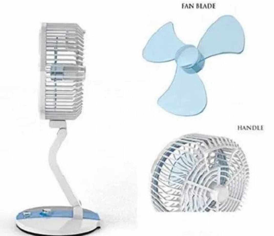 LR 2018 Multifunctional Foldable Rechargeable Table Fan - Portable Desk Fan with LED Night Light & USB/Solar Charging