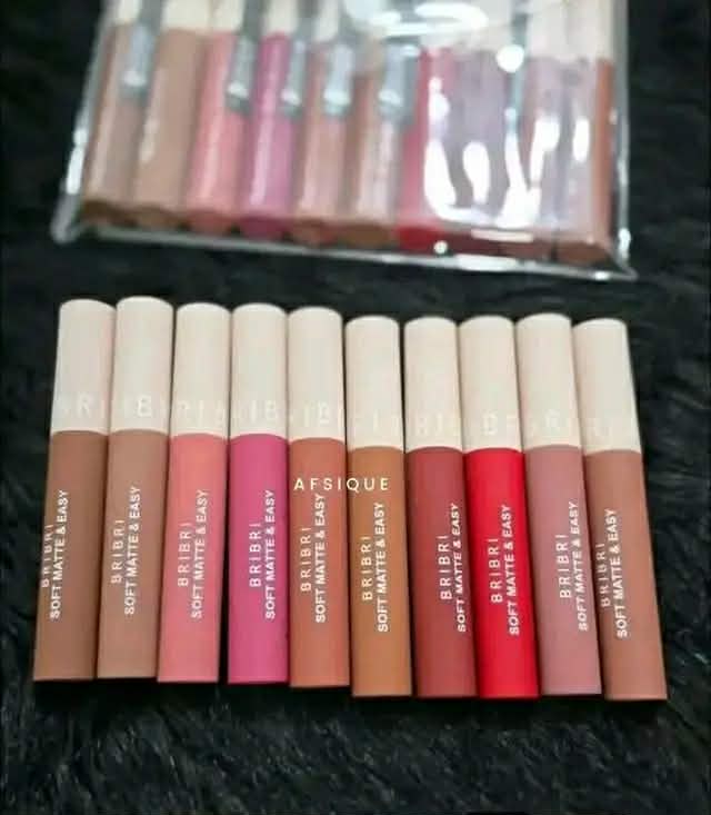 BRIBRI Soft Matte & Easy 10-Piece Lipstick Set - 8H Long Lasting & Weightless Butter Smooth Finish (Complete Color Palette)