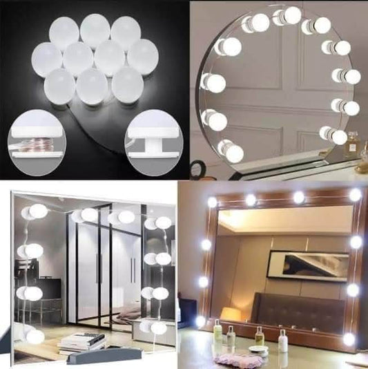 Hollywood Style LED Vanity Mirror Lights Kit - 10 Bulbs with 3 Color Modes (Cool, Warm & Yellow) for Professional Makeup & Decor