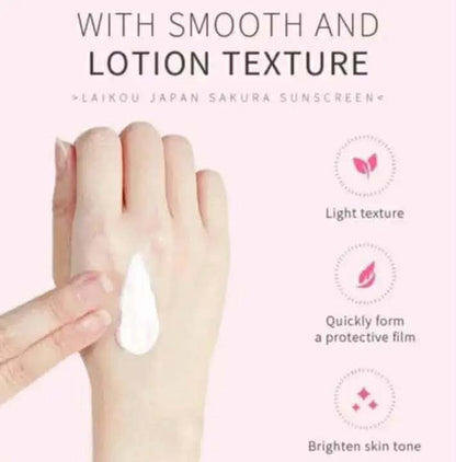 LAIKOU Japan Sakura Whitening Face Sunscreen SPF 50 PA+++ (50g) - Long Lasting UV Protection & Instant Glow Moisturizer