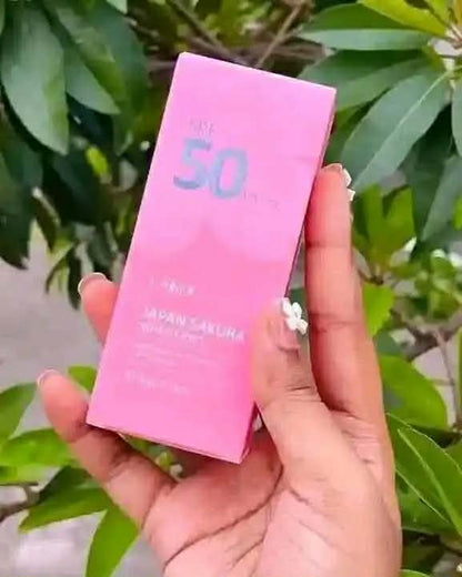 LAIKOU Japan Sakura Whitening Face Sunscreen SPF 50 PA+++ (50g) - Long Lasting UV Protection & Instant Glow Moisturizer